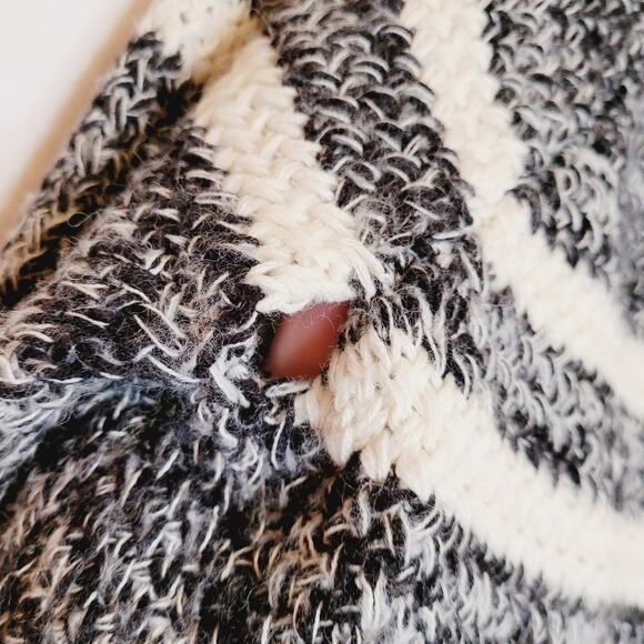 Ann Taylor Loft black and white striped cowl neck long sleeved sweater - Picture 8 of 10